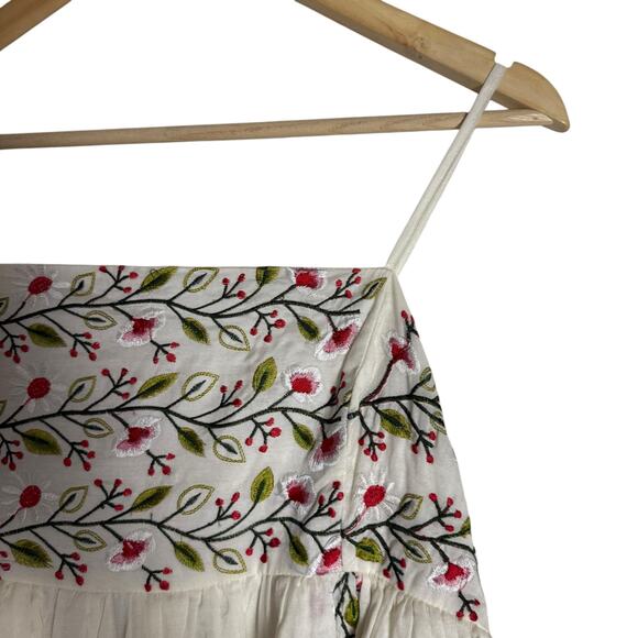 Samant Chauhan Anthropologie White Square-Neck Floral Embroidered Mini Dress XL - Picture 8 of 14